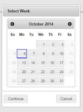 Screenshot of Web4U date selection tool