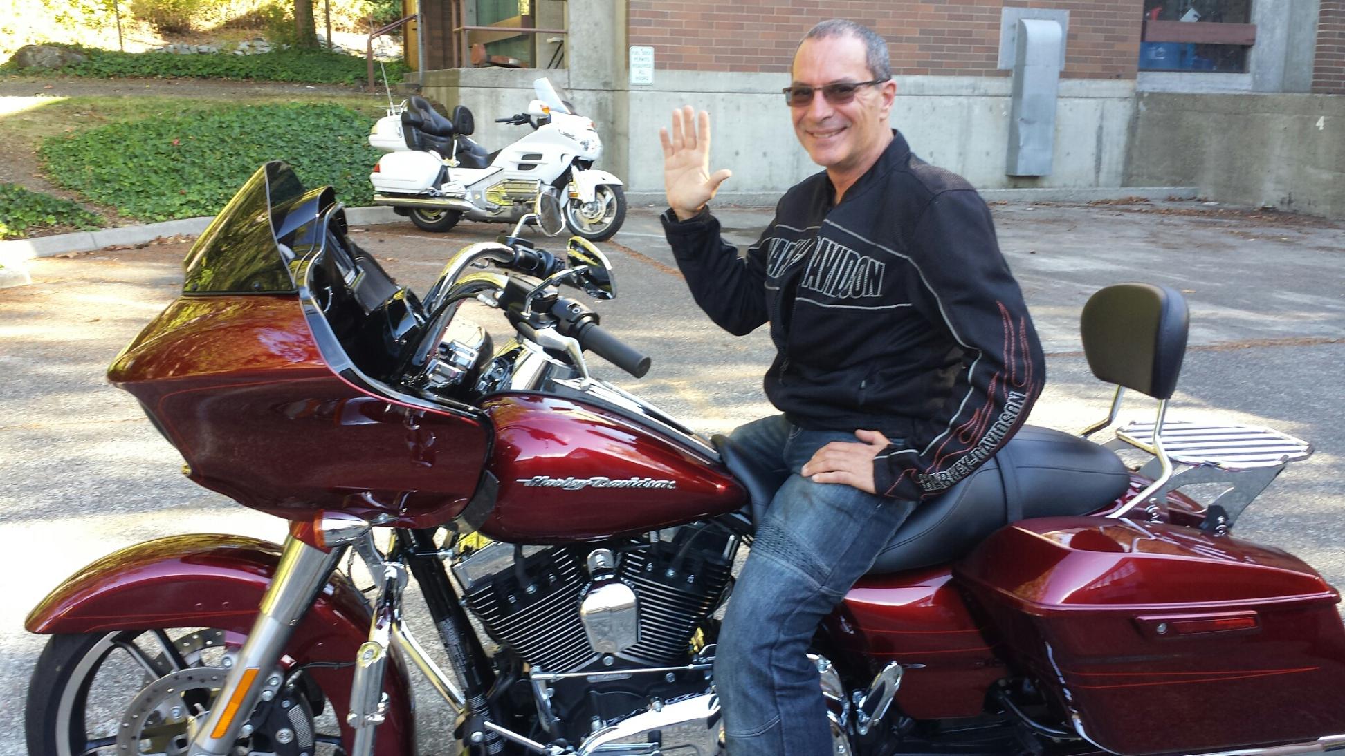 Dr. Keith Hyatt on his Harley motorcycle