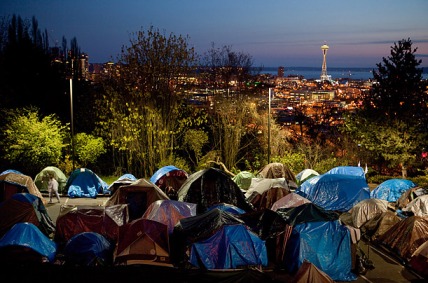 Tents in a homeless camp in Seattle