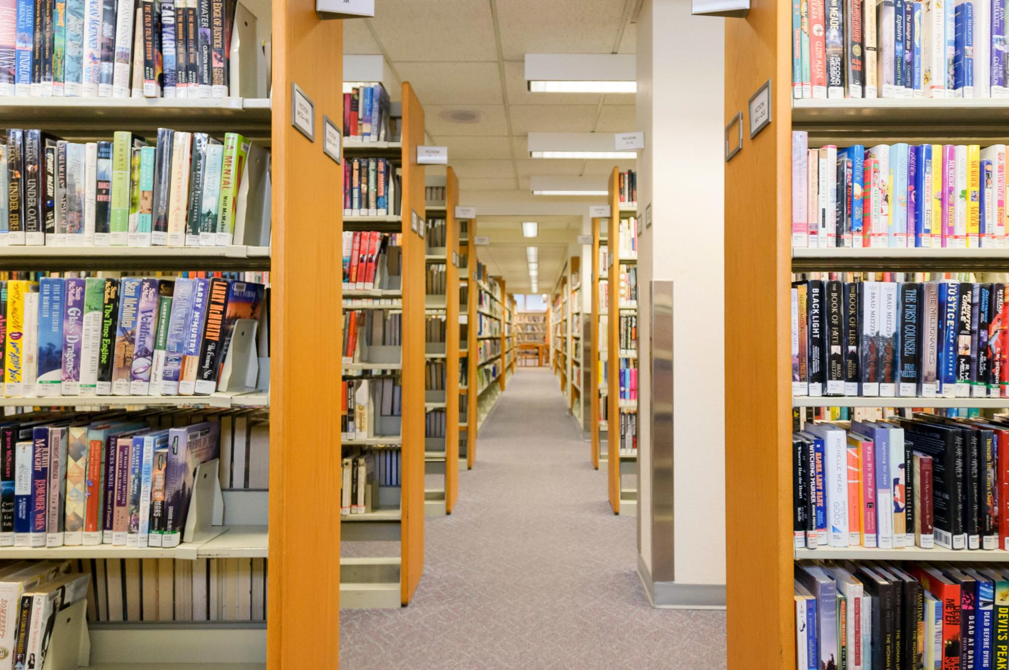 photo of library shelves with books